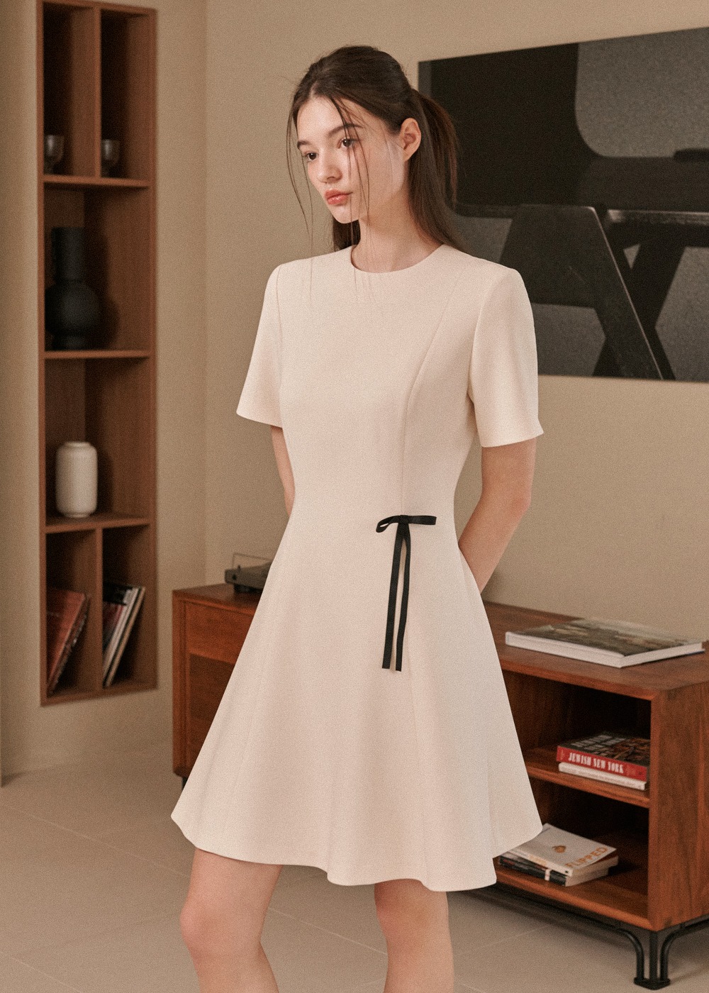세실 하프 슬리브 숏 드레스 Cecile Half Sleeve Dress - Ivory