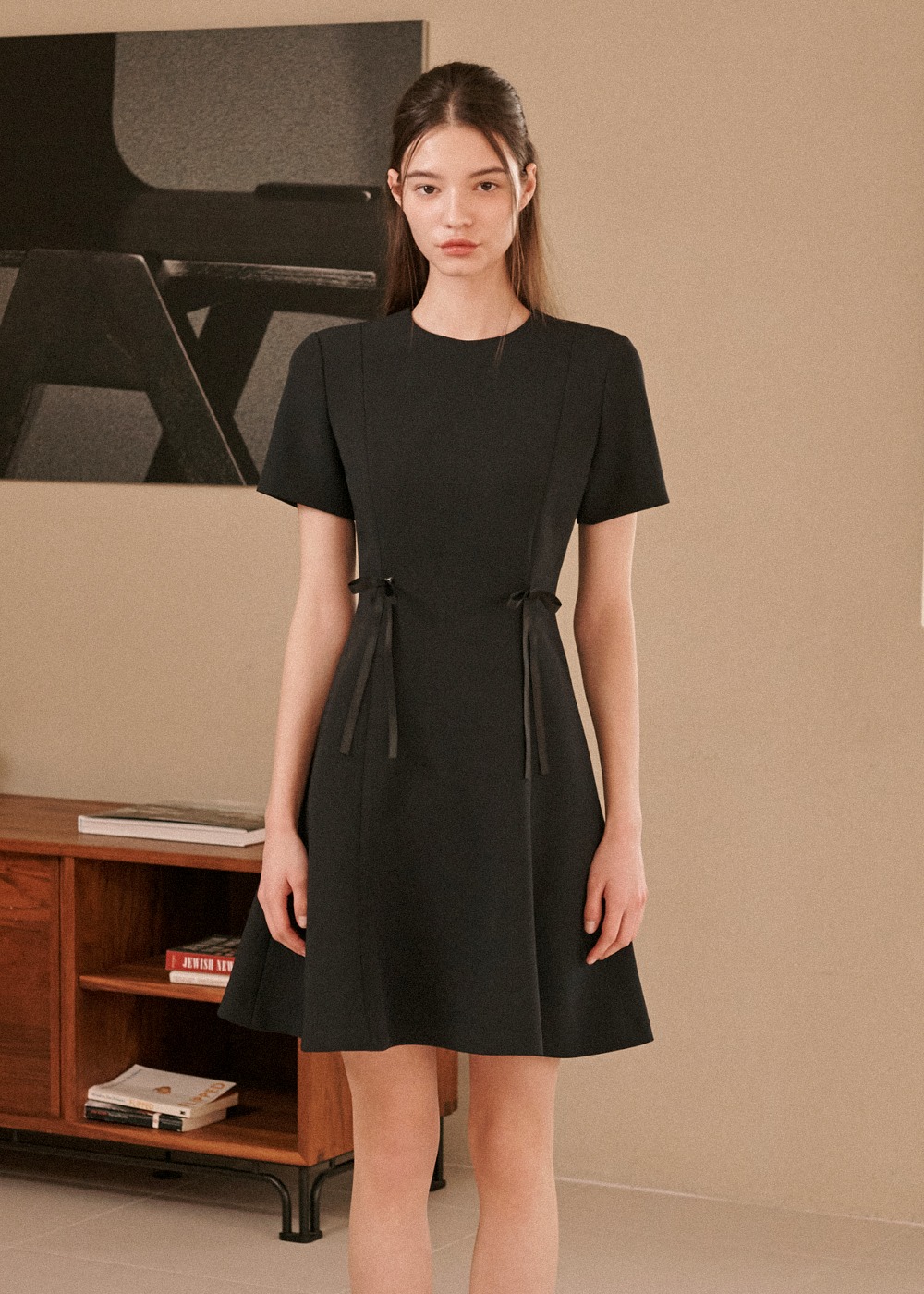세실 하프 슬리브 숏 드레스 Cecile Half Sleeve Dress - Black
